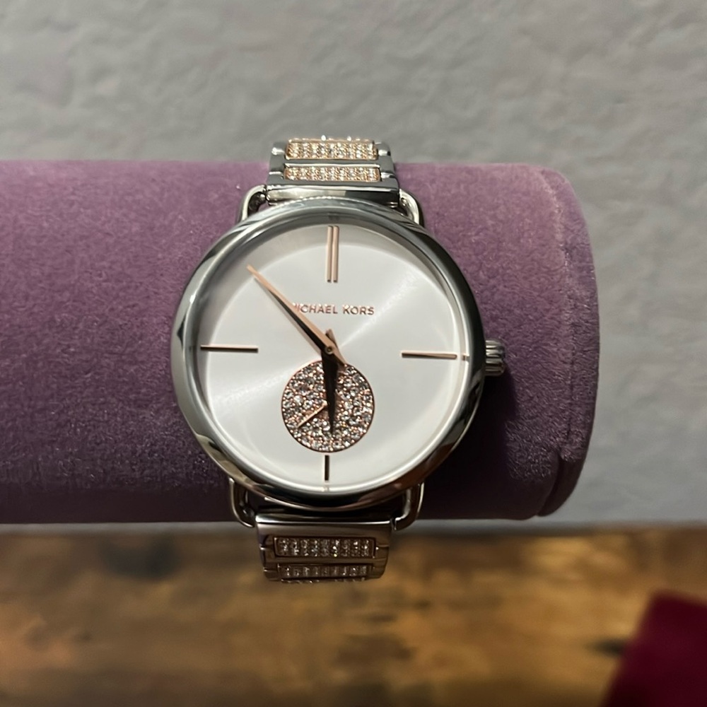 Michael Kors Women's Silver and Rose Gold Watch